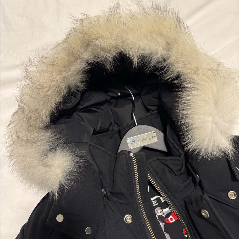 Moose Knuckles Black Ski Jacket with Fur Hood - Picture 11 of 16